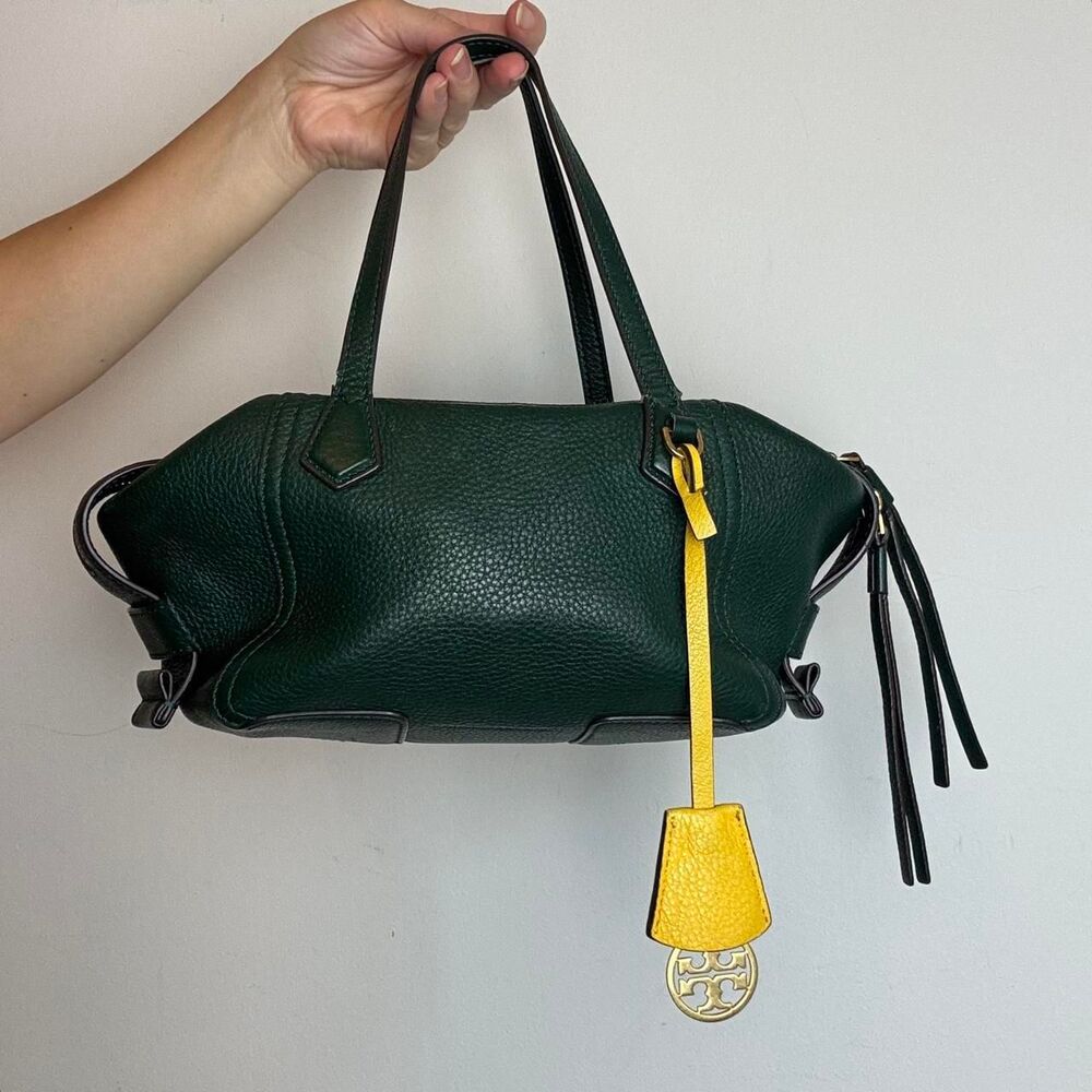 Tory Burch Perry Small Satchel in pine green pebbled leather - Picture 5 of 8